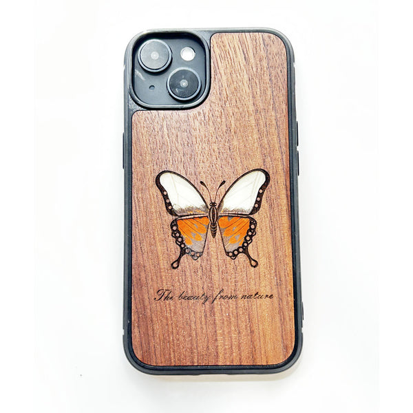 Wooden iPhone case supports custom text-Linnaeus Butterfly