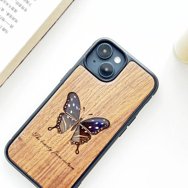 Wooden iPhone case supports custom text-Cramer Butterfly