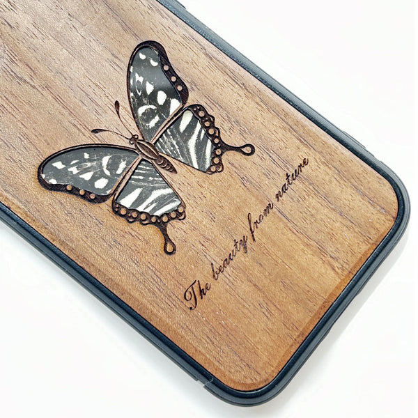 Wooden iPhone case supports custom text-Papilio xuthus Linnaeus Butterfly