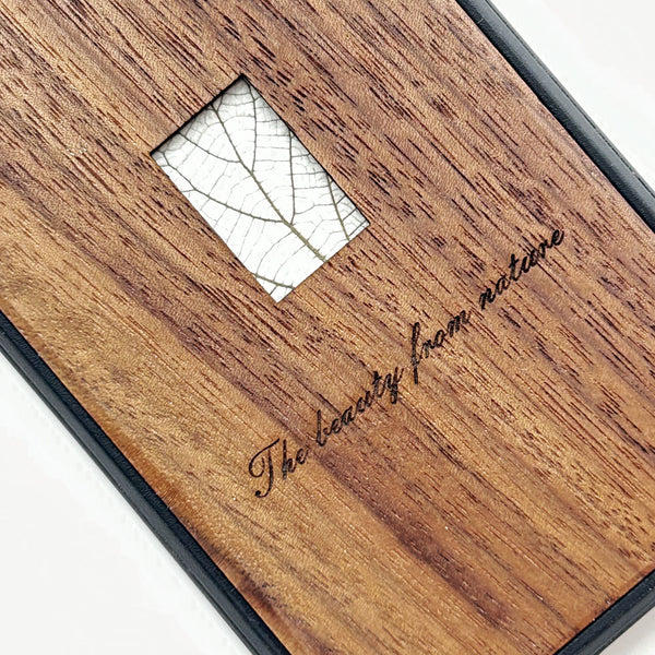 Wooden iPhone case supports custom text - Ramie leaf