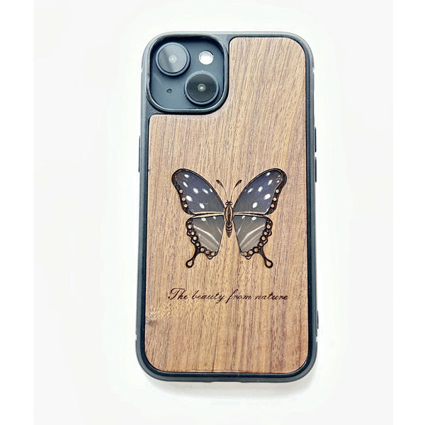 Wooden iPhone case supports custom text-Cramer Butterfly