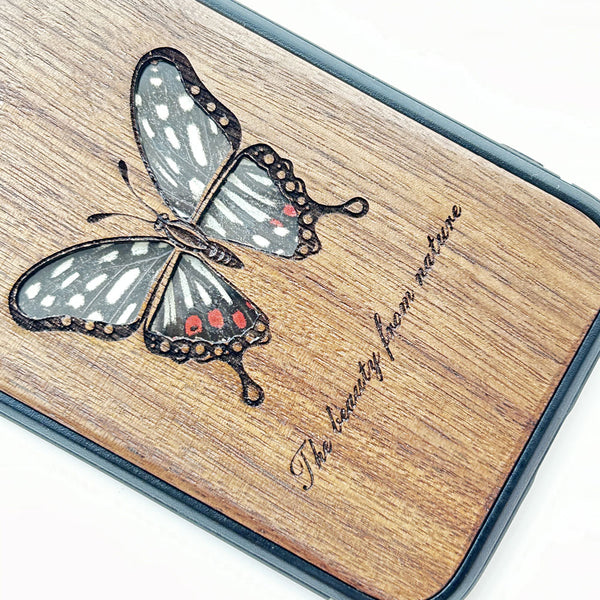 Wooden iPhone case supports custom text-Red Ring Skirt Butterfly