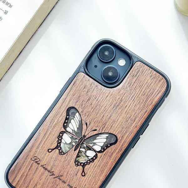 Wooden iPhone case supports custom text-Parthenos syvia Butterfly