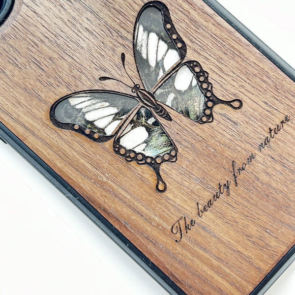 Wooden iPhone case supports custom text-Parthenos syvia Butterfly