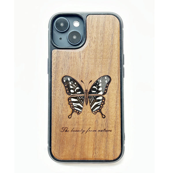 Wooden iPhone case supports custom text-Papilio xuthus Linnaeus Butterfly