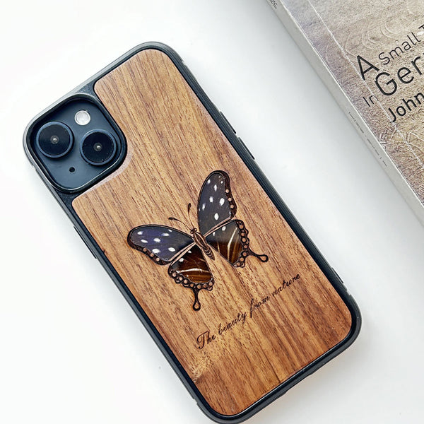 Wooden iPhone case supports custom text-Cramer Butterfly