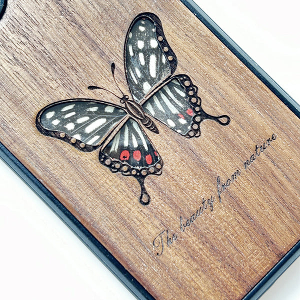 Wooden iPhone case supports custom text-Red Ring Skirt Butterfly