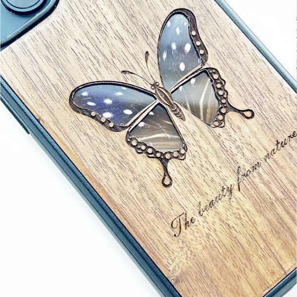 Wooden iPhone case supports custom text-Cramer Butterfly