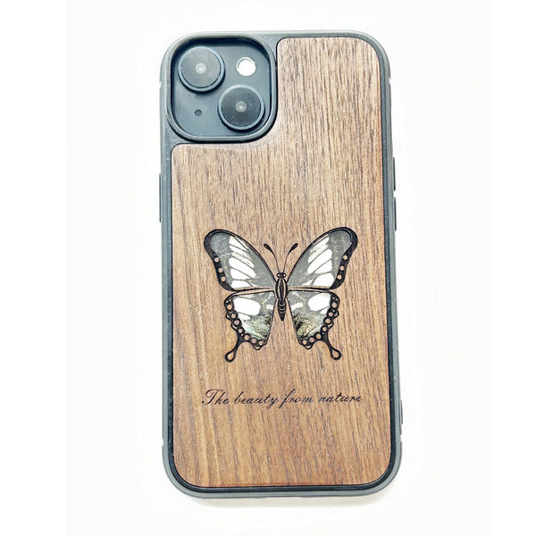 Wooden iPhone case supports custom text-Parthenos syvia Butterfly