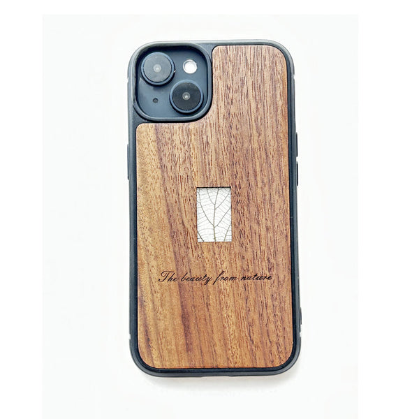 Wooden iPhone case supports custom text - Ramie leaf