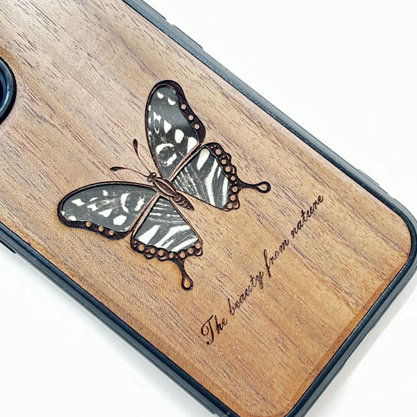 Wooden iPhone case supports custom text-Papilio xuthus Linnaeus Butterfly