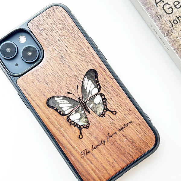 Wooden iPhone case supports custom text-Parthenos syvia Butterfly